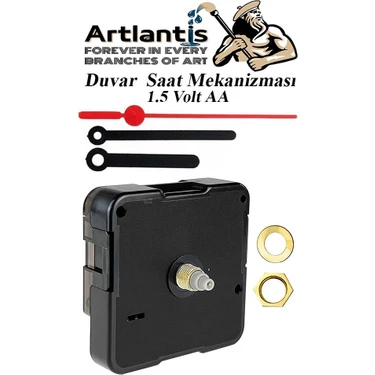 Artlantis Duvar Saat Mekanizması 1 Adet 10 mm Şaft Sessiz Saat Motoru Akrep Yelkovan Okul Deney