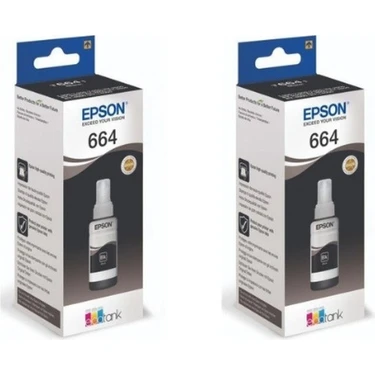 Epson T664 L120 2'li Siyah Orjinal Mürekkep Kartuşu 70ML.*2 