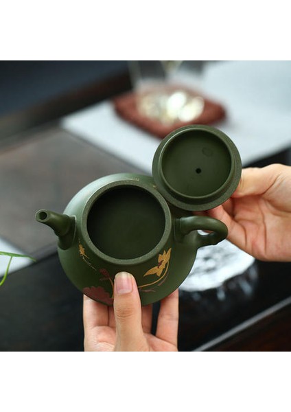 Gerçek El Yapımı Yeşil Su Isıtıcısı Yixing Mor Kil Çaydanlık Puer Çay Seti Kung Fu Zisha Teaware Ücretsiz Nakliye | Çaydanlıklar (Yurt Dışından)