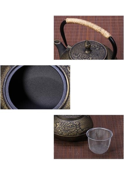 900 ml Dökme Demir Çaydanlık Seti Japon Çay Potu Kettle Emaye Kung Fu Demlikler Süzgeç Net Filtresi ile Metal | Çaydanlıklar (Şakayık) (Yurt Dışından)