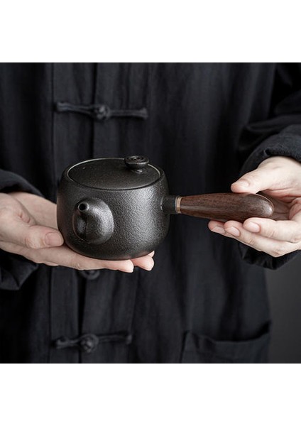 Siyah Çömlek Çay Çekici Kung Fu Çay Seti Yan Saplı Pot Ev Filtresi Çaydanlık Ham Çömlekçilik Japon Yaratıcı Tek Pot | Çaydanlıklar (Yurt Dışından)