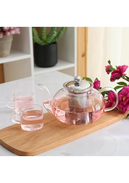 600ML Borosilikat Cam Çaydanlık Çay Paslanmaz Çelik Filte Demlik Kapağı Modern Çay Potu Aracı Kettle Teaware | Çaydanlıklar (Yurt Dışından)