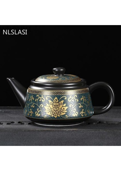 Jingdezhen Vintage Siyah Seramik Çay Potu Çin Çay Seti Özelleştirme Porselen Çaydanlık Oolong Çayı El Yapımı Su Isıtıcısı 240ML | Çaydanlıklar (15.2x7.5cm 240ML / 1) (Yurt Dışından)