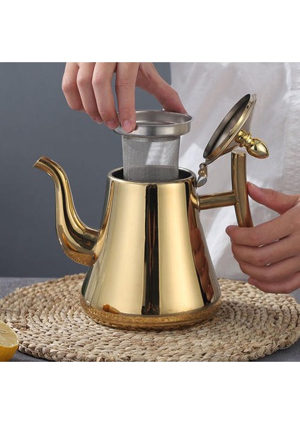 1l Çay Potu Altın Kalın Otel Cezve Restoran Indüksiyon Ocak Çay Su Isıtıcısı Paslanmaz Çelik Su Kettle | Su Coss & Amp;su Isıtıcısı (Yurt Dışından)