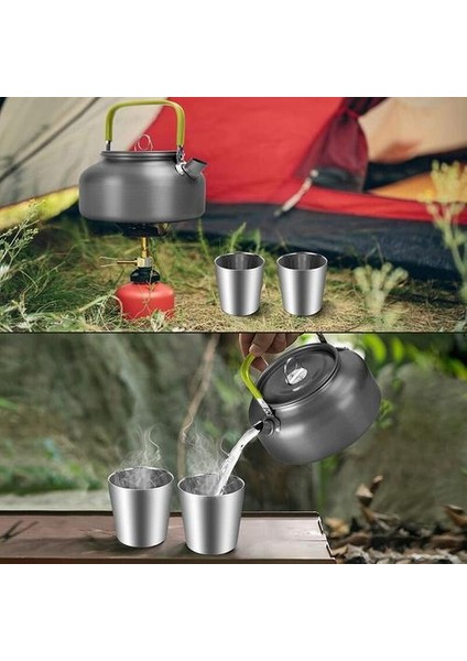 1.2l Kamp Su Kettle Seti 2 Bardak Kamp Çay Seti Kahve Makinesi Yürüyüş, Sırt Çantasıyla, Kampçılık ve Piknik Için Kullanılan | Çaydanlıklar (Yurt Dışından)