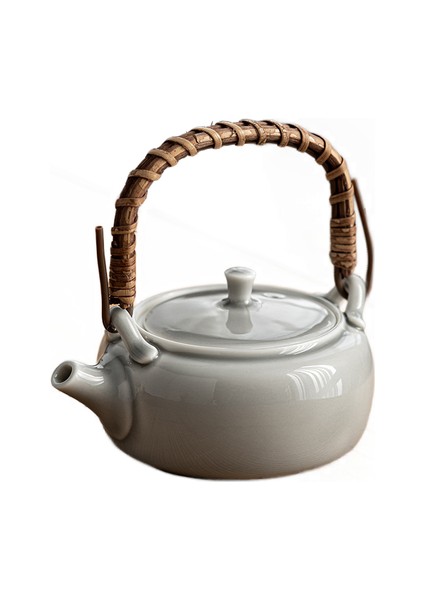 Buz Gri Sırlı Kolu Pot Japon Seramik Kung Fu Demlik Küçük Tek Tencere Rattan Kolu Ev Demlik | Çaydanlıklar (Yurt Dışından)