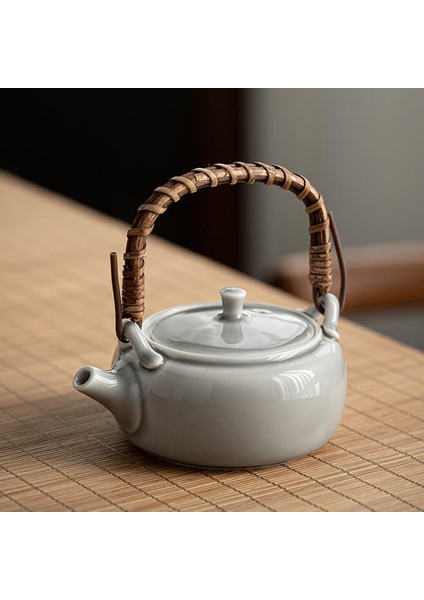 Buz Gri Sırlı Kolu Pot Japon Seramik Kung Fu Demlik Küçük Tek Tencere Rattan Kolu Ev Demlik | Çaydanlıklar (Yurt Dışından)