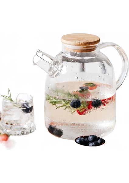 1.5l Şeffaf Borosilikat Cam Su Isıya Dayanıklı Filtreleme Bambu Kapaklı Büyük Çaydanlık Ev Drinkware | Çaydanlıklar (Yurt Dışından)