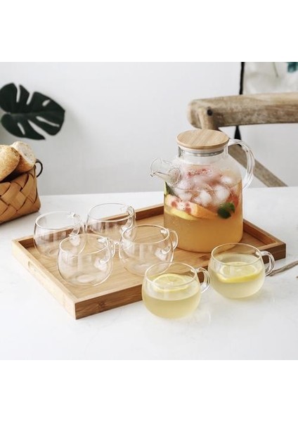1.5l Şeffaf Borosilikat Cam Su Isıya Dayanıklı Filtreleme Bambu Kapaklı Büyük Çaydanlık Ev Drinkware | Çaydanlıklar (Yurt Dışından) indirimleri