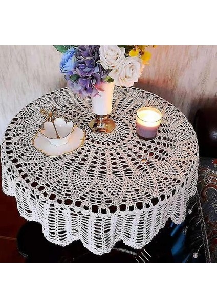 Masa Örtüleri 80 cm H Yapımı Tığ Yuvarlak Masa Örtüsü Placemat Diy Tığ Işi Masa Örtüsü (Yurt Dışından)