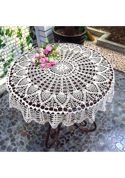 Masa Örtüleri 80 cm H Yapımı Tığ Yuvarlak Masa Örtüsü Placemat Diy Tığ Işi Masa Örtüsü (Yurt Dışından)