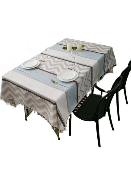 Masa Dekorasyon Yemek Odası Ev Tekstili Için Yemek Odası Masa Kapak Bez Çizgili Modern Parti Üzerinde Dikdörtgen Masa Örtüleri | Masa Örtüleri (140 * 140 Cm) (Yurt Dışından)