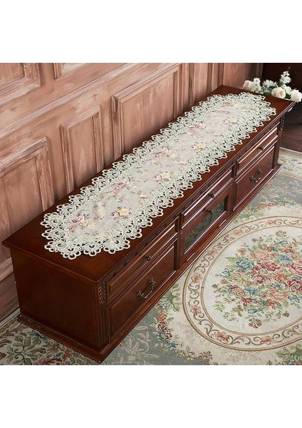 40 cm Avrupa Masa Koşucu Amerikan Pist Masada Kapak Bezi Pastoral Düğün Dekorasyon Bez Dantel Şerit Doily Camino De Mesa | Masa Koşucuları (Milky) (Yurt Dışından)