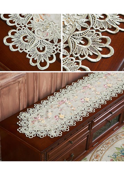 40 cm Avrupa Masa Koşucu Amerikan Pist Masada Kapak Bezi Pastoral Düğün Dekorasyon Bez Dantel Şerit Doily Camino De Mesa | Masa Koşucuları (Milky) (Yurt Dışından)