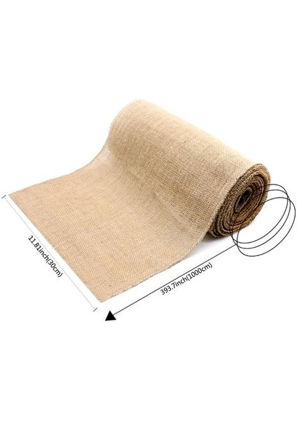 1 Adet 30 cm * 10 M Rustik Ülke Düğün Parti Süslemeleri Masa Koşucu Çuval Için Doğal Jüt Keten Masa Dekor Ev Masa Örtüsü | Masa Koşucuları (Haki) (Yurt Dışından)