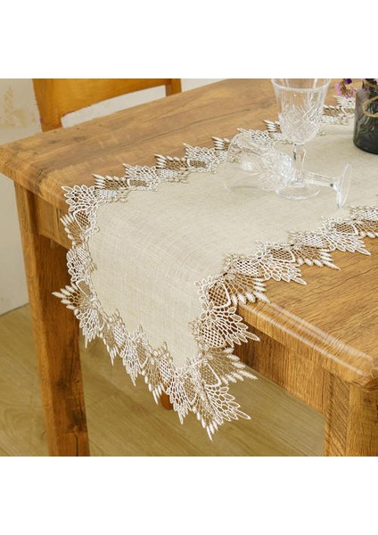 130 cm Doğal Masa Koşucu Modern Keten Masa Örtüsü Dantel Işlemeli Tv Kabine Toz Kapağı Ev Düğün Masa Dekorasyon Koşucu Masa | Masa Koşucuları (Milky) (Yurt Dışından)