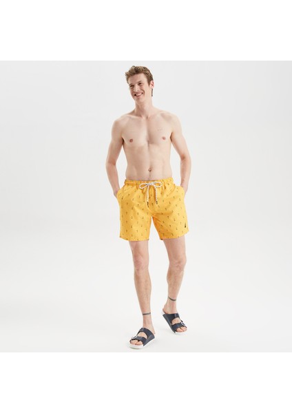 Erkek Sarı Desenli Deniz Şortu T35102T.7BZ