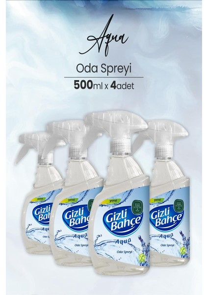 Yeni Nesil Oda Spreyi Aqua 500 ml x 4 Adet