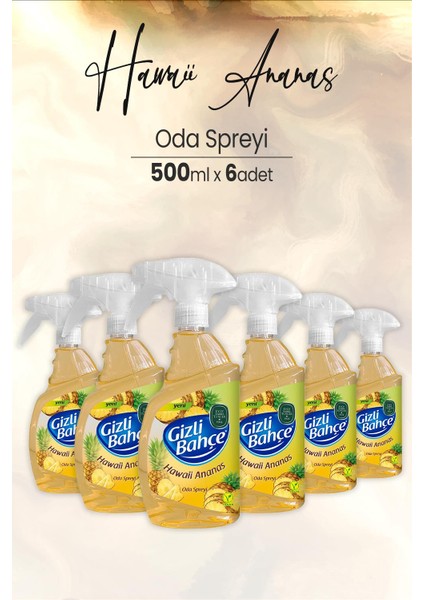 Yeni Nesil Oda Spreyi Hawaii Ananas 500 ml x 6 Adet