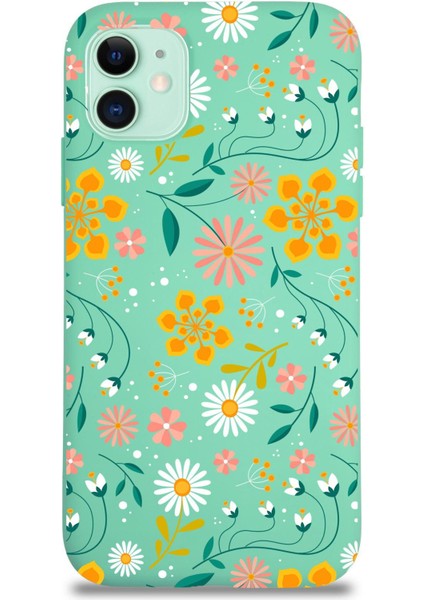 Apple iPhone 11 ile Uyumlu Lansman Kılıf Çiçek Tasarımlı Içi Kadife Kapak