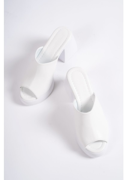 845-B Kalın Taban Beyaz Platform Kadın Terlik fırsatları