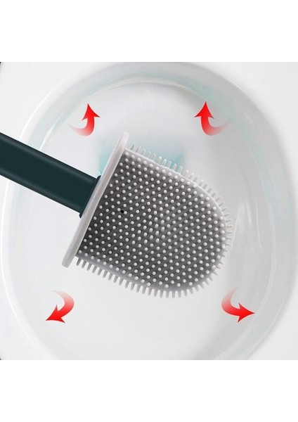Silikon Tuvalet Fırçası Kauçuk Kafa Tutucu Yaratıcı Temizleme Fırçası ile Taban Ayakta Banyo Temizleme Seti | Tuvalet Fırçası Tutucular (Yurt Dışından)