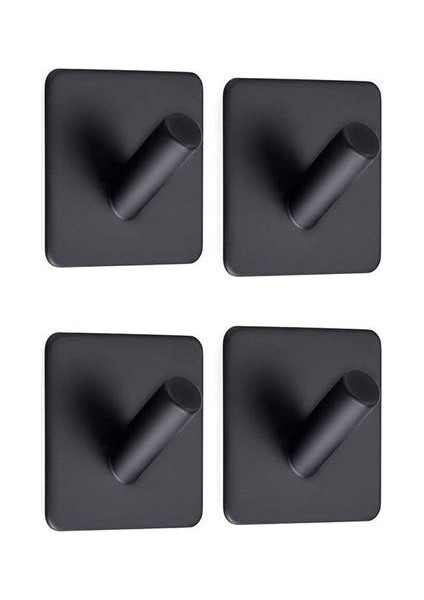 4 Adet Paslanmaz Çelik Robe Kanca Siyah Havlu Kanca Kendinden Yapışkanlı Duvar Askı Mutfak Banyo Aksesuarları Askısı | Robe Hooks (Yurt Dışından)