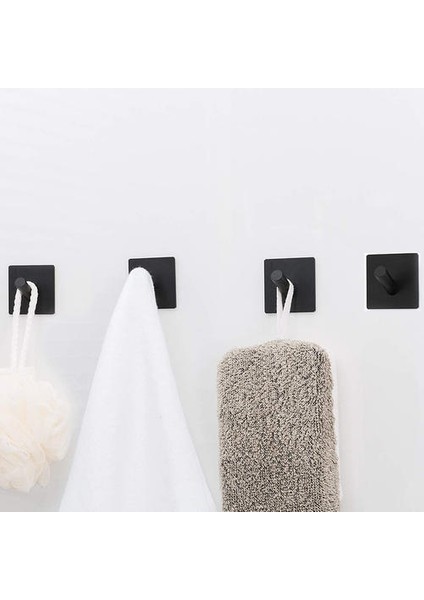 4 Adet Paslanmaz Çelik Robe Kanca Siyah Havlu Kanca Kendinden Yapışkanlı Duvar Askı Mutfak Banyo Aksesuarları Askısı | Robe Hooks (Yurt Dışından)