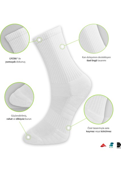 Erkek-Kadın Uniseks Spor Çorap, Anti-Bacterial, Tenis, Esnek, Dikişsiz Çorap (6 Çift) fiyatları