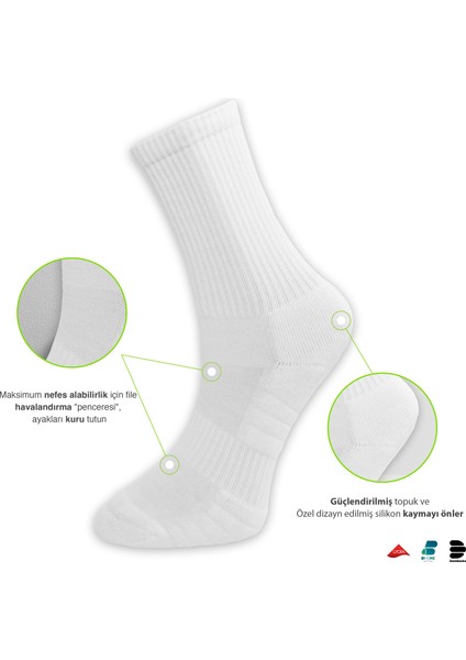 Erkek-Kadın Uniseks Spor Çorap, Anti-Bacterial, Tenis, Esnek, Dikişsiz Çorap (6 Çift) modelleri