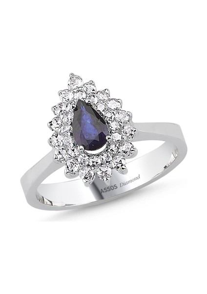 Safir Taşlı Pırlanta Fantazi Yüzük