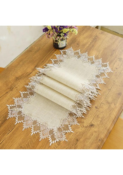 130 cm Doğal Masa Koşucu Modern Keten Masa Örtüsü Dantel Işlemeli Tv Kabine Toz Kapağı Ev Düğün Masa Dekorasyon Koşucu Masa | Masa Koşucuları (Milky) (Yurt Dışından) fırsatları