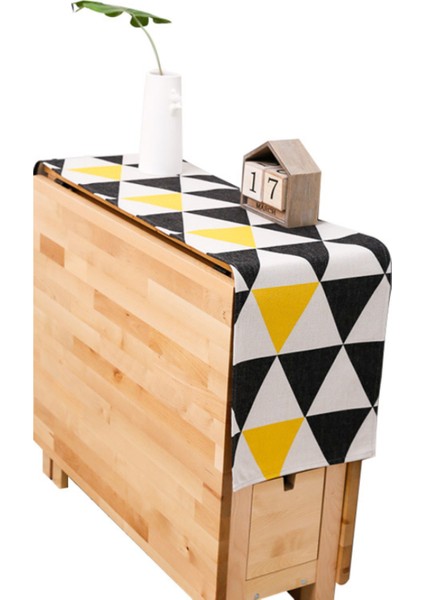 160 cm Dunxdeco Masa Koşucu Uzun Masa Örtüsü Kumaş Modern Sarı Siyah Üçgen Geometrik Pamuk Karışımı Mat Ev Dekorasyon | Masa Koşucusu | Uzun Masa Runnersrunner Masası (Sarı Siyah) (Yurt Dışından)