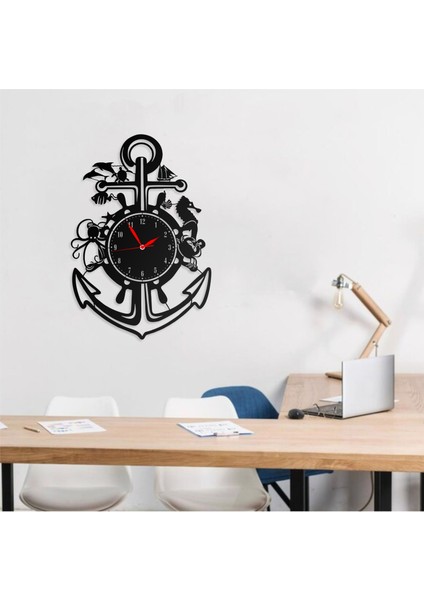 Duvar Saati Denizcilik, Çapa, Deniz Ürünleri Tasarımlı Ev ve Ofis Için Dekoratif Metal Duvar Saati