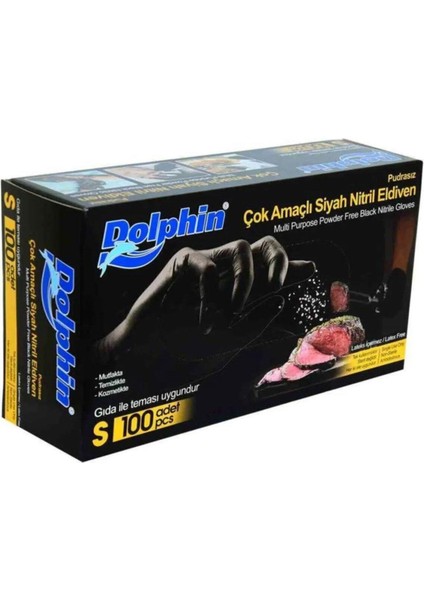 Tek Kullanımlık Lateks Siyah Pudrasız Nitril Muayne Eldiveni Small Boy - 100'Lü 10 Paket modelleri