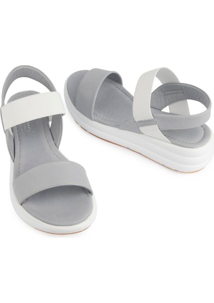 0008 Modern Rahat Düz Taban Deri Sandalet Acua Soft