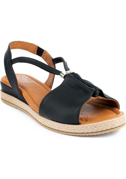 1276 Modern Rahat Yumuşak Taban Hafif Deri Sandalet Siyah modelleri