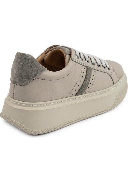 6101 Kalın Taban Ortopedik Komple Deri Spor Ayakkabı Gri