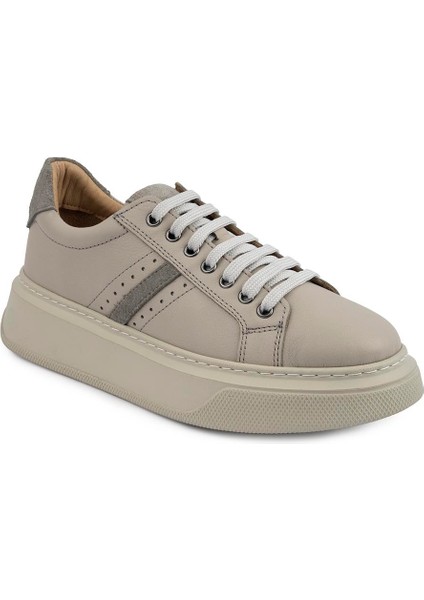 6101 Kalın Taban Ortopedik Komple Deri Spor Ayakkabı Gri indirimleri
