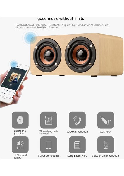 Ahşap Bluetooth Hoparlör Cep Telefonu Bilgisayar Taşınabilir Küçük Ses (Yurt Dışından)
