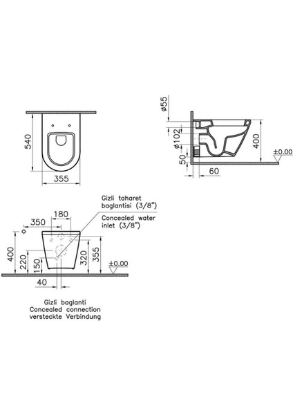 Integra Asma Klozet ve Soft Kapak Takımı, 54 Cm, Beyaz fiyatları