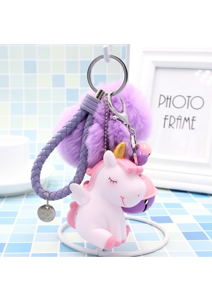 Kürk Topu Küçük Çan Anahtarlık - Mor (Yurt Dışından)