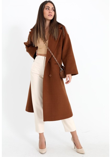 Kruvaze Yaka Uzun Kaşe Kaban - Taba modelleri