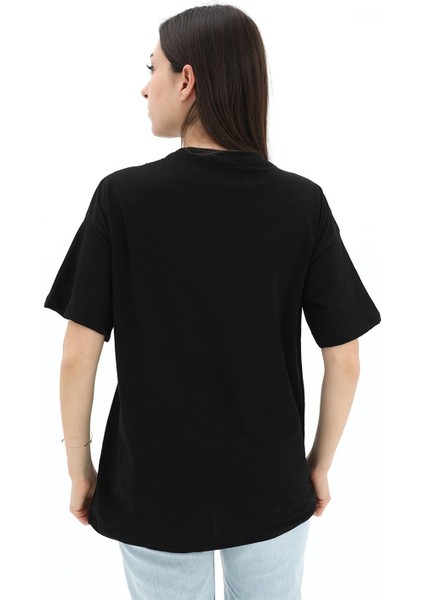 Bisiklet Yaka Ananas Baskılı Süprem T-Shirt - Siyah modelleri