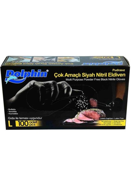 Tek Kullanımlık Lateks Siyah Pudrasız Nitril Muayne Eldiveni Large Büyük Boy - 100'LÜ Paket
