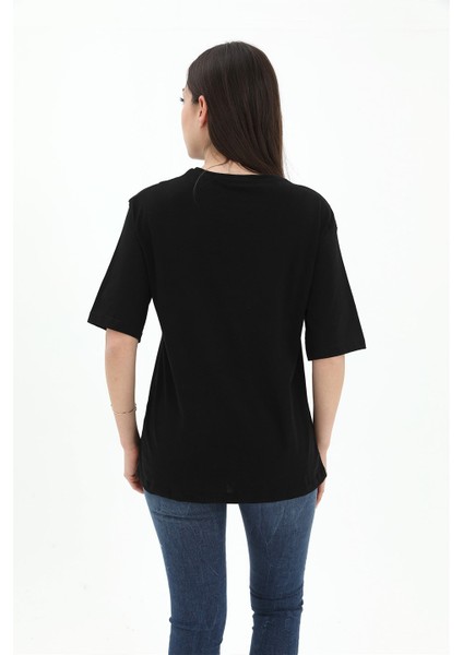 Bisiklet Yaka Denver Leagune Baskılı T-Shirt - Siyah modelleri