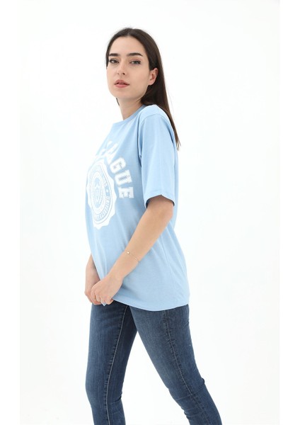 Bisiklet Yaka Denver Leagune Baskılı T-Shirt - Mavi fiyatları