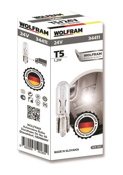 Wolfram T5 24V Mini Dipsiz Ampül