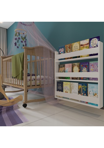 Zeo Wood Design Montessori Mdflam Çocuk Odası Kitaplığı