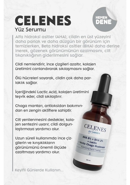 Celenes By Aha Bha Lactic Arctic Chaga Mushroom Yüz Serumu 30 Ml